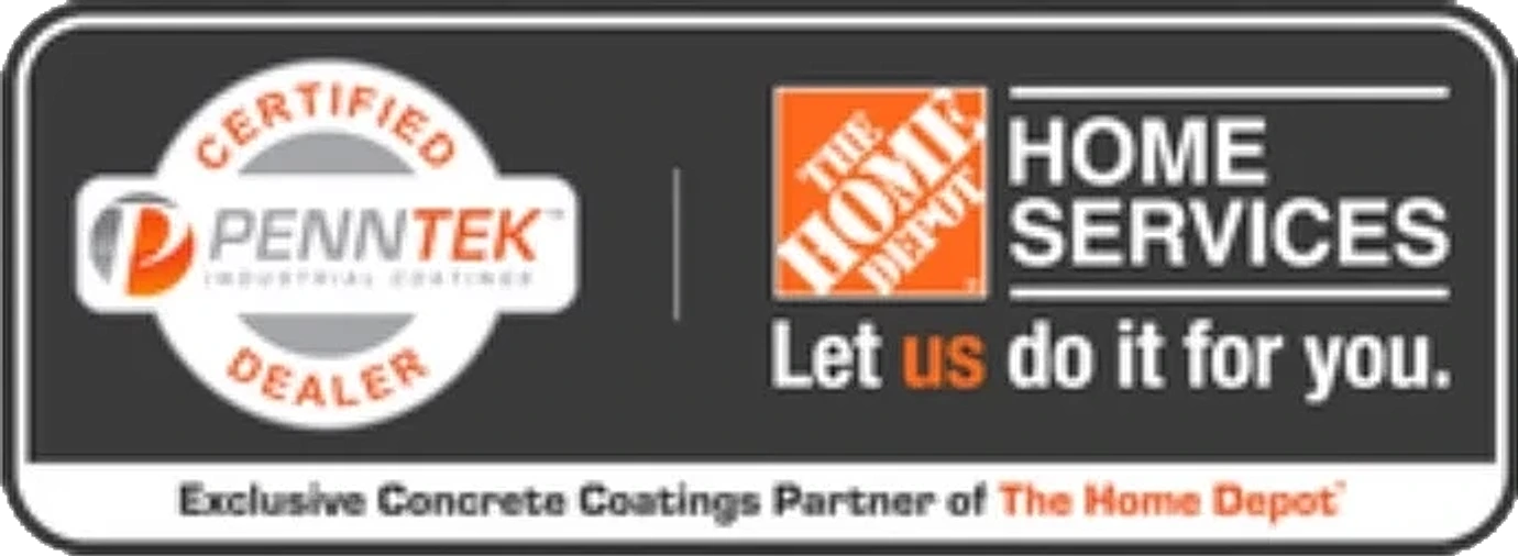 Penntek certified dealer and Home Depot Home Services concrete coatings partner badge