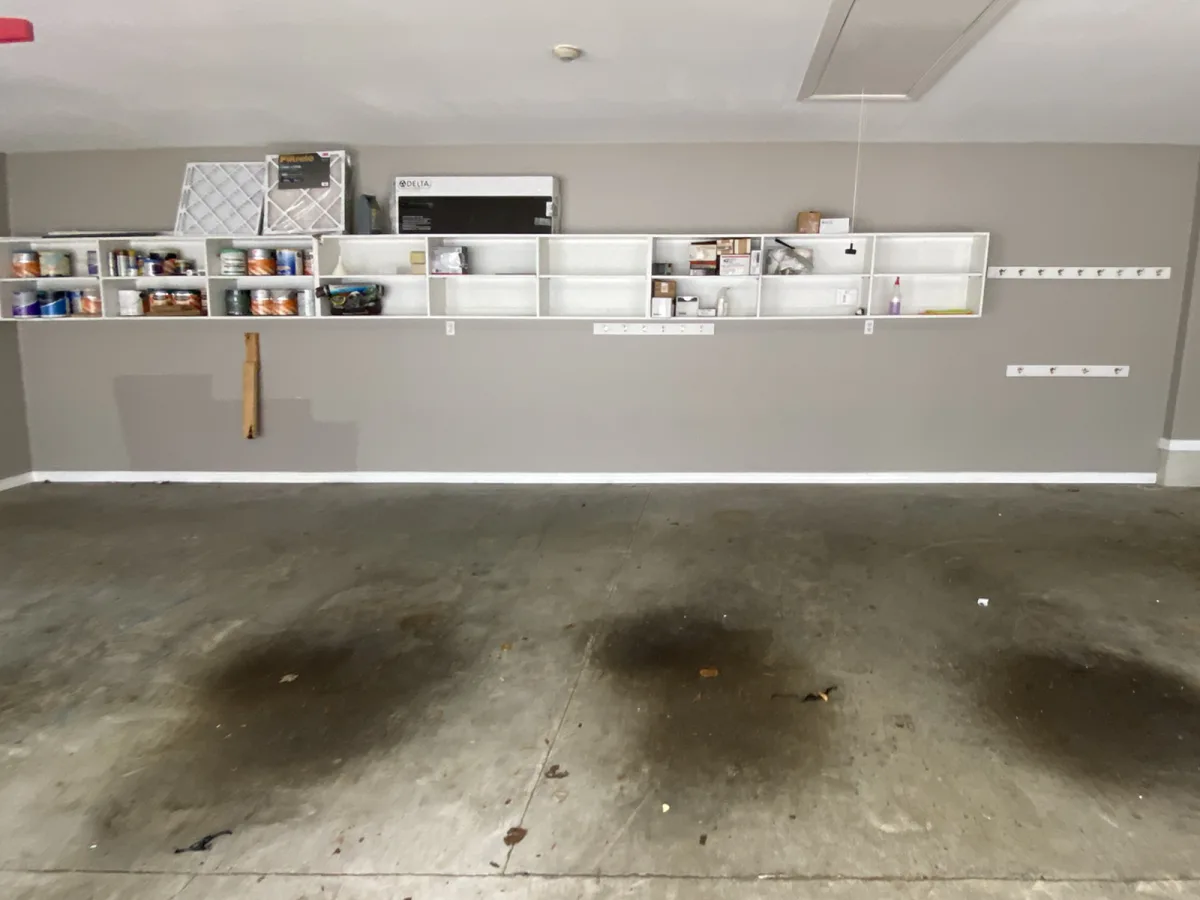 Bare concrete garage before coating